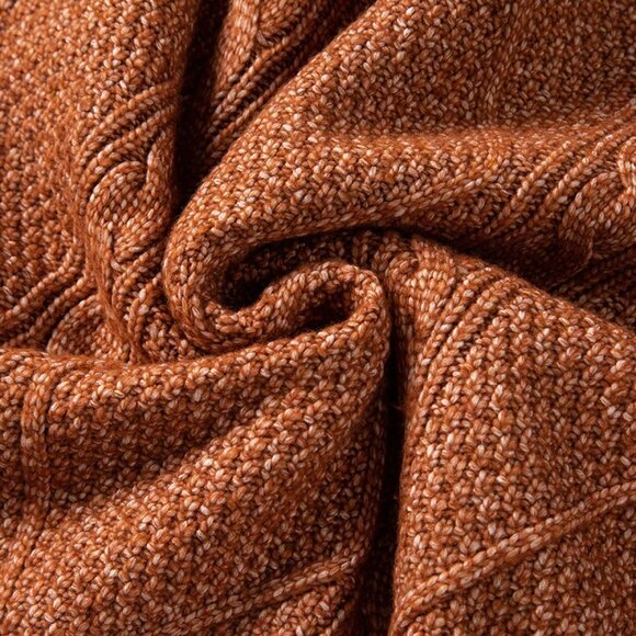 Brown Women's Casual Textured Knit Oversized Loose Fit Dress - Picture 9 of 10